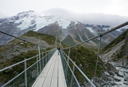 Hooker Valley track has three suspension bridges you must cross and they do sway a bit!