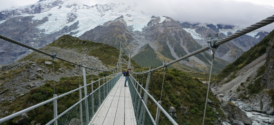 Hooker Valley track has three suspension bridges you must cross and they do sway a bit!