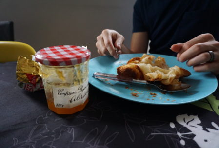 butter and a really good jam is the only way to eat a flaky croissant. Make sure you get a croissant au beurre, from its telltale straight (not crescent!) shape.